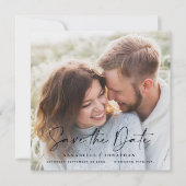 Moderne handgeschreven typografie bruiloft 1 foto  save the date (Voorkant)