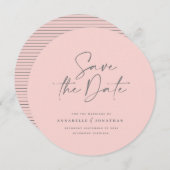 Moderne handgeschreven typografie bruiloft roze gr save the date (Voorkant / Achterkant)