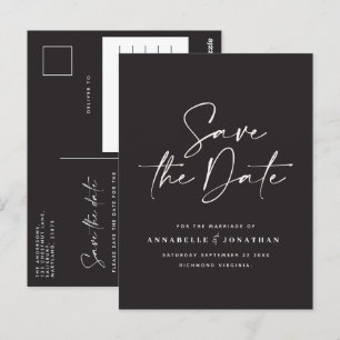 Moderne handgeschreven typografie bruiloft zwart w briefkaart