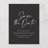 Moderne handgeschreven typografie bruiloft zwart w briefkaart (Voorkant)