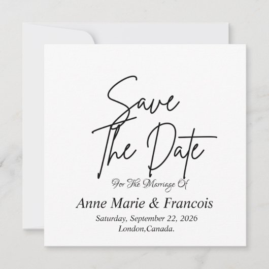 Moderne handgeschreven typografie huwelijksaankond save the date (Voorkant)