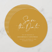 Moderne handgeschreven typografie trouw mustard bo save the date (Voorkant / Achterkant)