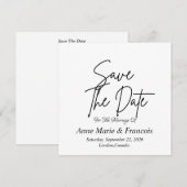 Moderne handgeschreven typografie trouwkaart save the date (Voorkant / Achterkant)