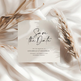 Moderne handgeschreven typografie trouwkaart save the date