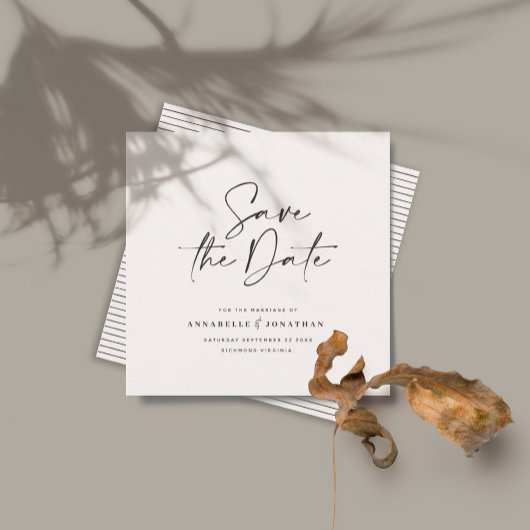 Moderne handgeschreven typografie trouwkaart save the date