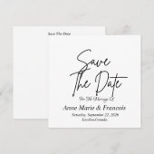 Moderne handgeschreven typografie trouwkaart save the date (Voorkant / Achterkant)