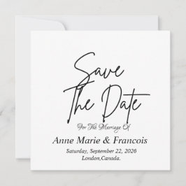Moderne handgeschreven typografie trouwkaart save the date