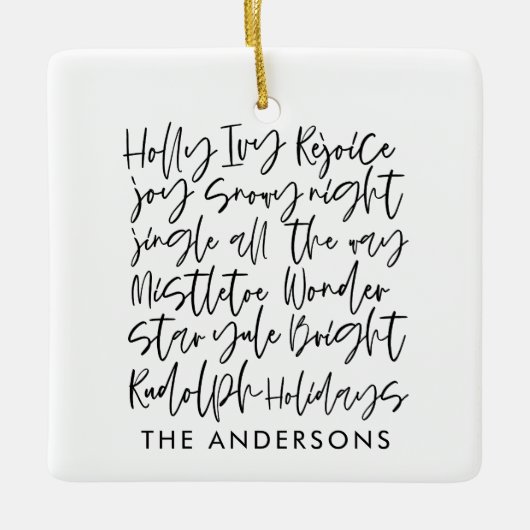 Moderne handgeschreven typografie Vakantiefotokaar Keramisch Ornament (Voorkant)