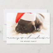 Moderne handgeschreven vrolijke kerstfoto feestdagenkaart (Voorkant)