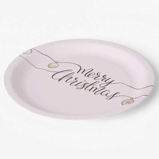 Moderne handgeschreven vrolijke kerststring van li papieren bordje (Gekanteld)