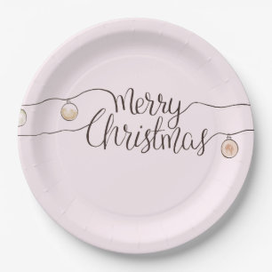 Moderne handgeschreven vrolijke kerststring van li papieren bordje