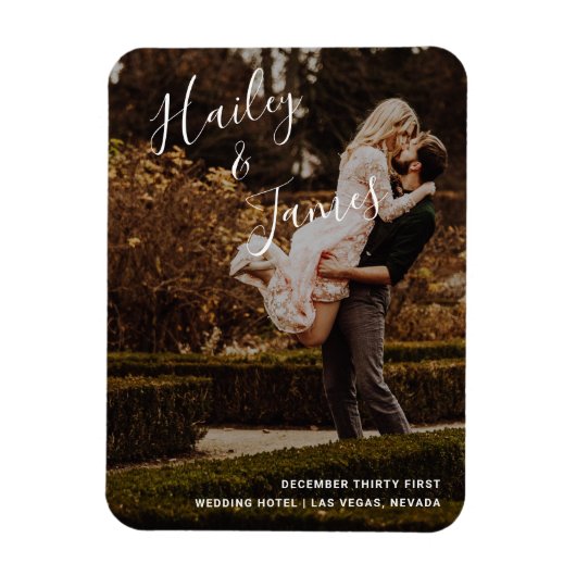 Moderne handgeschreven weergave voor foto-weddensc magneet (Verticaal)