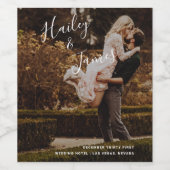 Moderne handgeschreven weergave voor foto-weddensc wijn etiket (Enkel label)