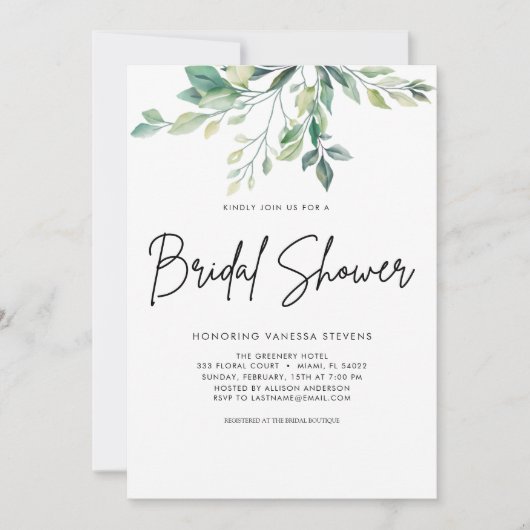 Moderne handgeschreven zwarte bruidsbruiloft  kaart (Voorkant)