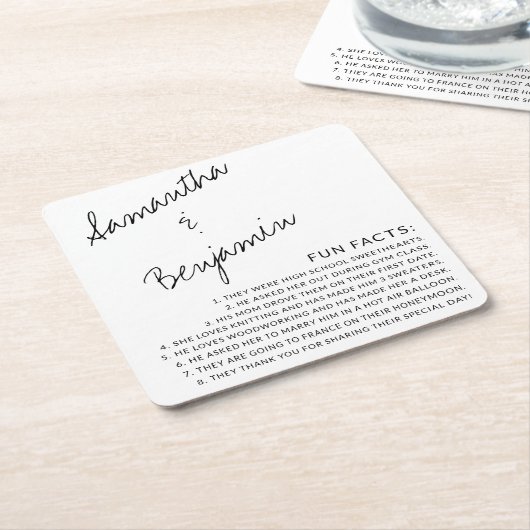 Moderne handgeschreven zwarte en witte vetten Wedd Kartonnen Onderzetters (Schuin)