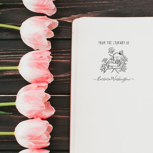Moderne handgetekende, aangepaste bibliotheekvlind zelfinktende stempel