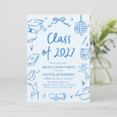 Moderne Handgetekende Afstudeerfeest Klas van 2027 Kaart (Staand voorkant)