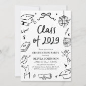Moderne Handgetekende Afstudeerfeest Klas van 2029 Kaart (Voorkant)