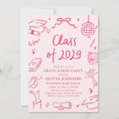 Moderne Handgetekende Afstudeerfeest Klas van 2029 Kaart (Voorkant)