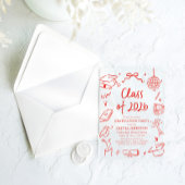 Moderne Handgetekende Diploma Uitreiking Party Kla Acryl Uitnodigingen