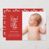 Moderne handgetekende geboorteaankondiging voor ba aankondiging (Voorkant / Achterkant)