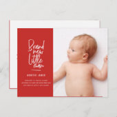 Moderne handgetekende geboorteaankondiging voor ba feestdagenkaart (Voorkant / Achterkant)