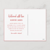 Moderne handgetekende geboorteaankondiging voor ba feestdagenkaart (Achterkant)