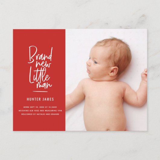 Moderne handgetekende geboorteaankondiging voor ba feestdagenkaart (Voorkant)