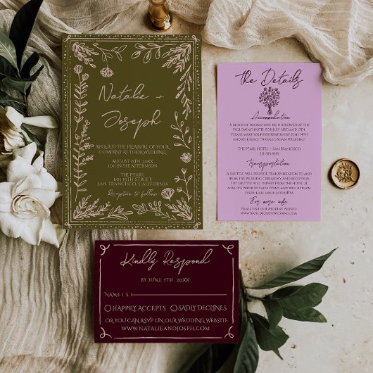 Moderne handgetekende graslanden bloemrijke tuin b kaart