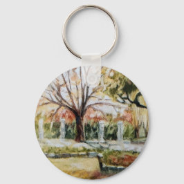 Moderne handgetekende herfst park natuur en gras sleutelhanger