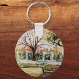 Moderne handgetekende herfst park natuur en gras sleutelhanger