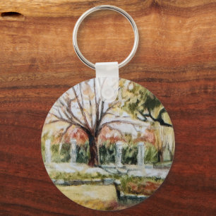 Moderne handgetekende herfst park natuur en gras sleutelhanger