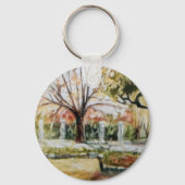 Moderne handgetekende herfst park natuur en gras sleutelhanger (Achterkant)