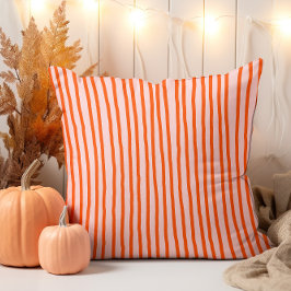 Moderne handgetekende Herfst Vermillion Gestreept Kussen