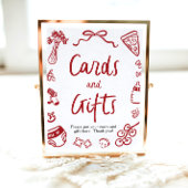 Moderne handgetekende Italiaanse pizza Kaarten en  Poster