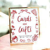 Moderne handgetekende Italiaanse pizza Kaarten en  Poster