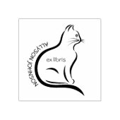 Moderne Handgetekende Kat Custom Naam Boek Ex Libr Rubberstempel (Afrduk)