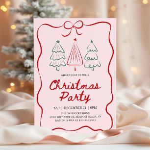 Moderne Handgetekende Kerstboom Vakantiefeest Kaart