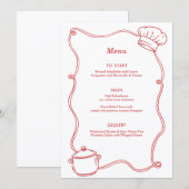 Moderne Handgetekende Kook Chef Rode Verjaardag Menu (Voorkant / Achterkant)