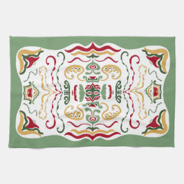 Moderne handgetekende kunst in bijgewerkte vakanti theedoek