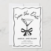 Moderne handgetekende Martini Save the Date (Voorkant)
