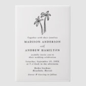 Moderne handgetekende palmbomen bruiloft vellum uitnodigingen (Voorkant)