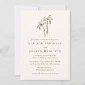 Moderne handgetekende palmbomen Cream foto bruilof Kaart (Voorkant)