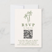 Moderne handgetekende palmbomen Cream QR Code Wedd RSVP Kaartje (Voorkant)