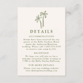 Moderne handgetekende palmbomen Cream Wedding Deta Informatiekaartje (Voorkant)