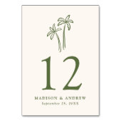 Moderne handgetekende palmbomen crème bruiloft kaart (Voorkant)