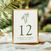 Moderne handgetekende palmbomen crème bruiloft kaart