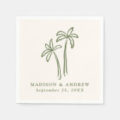 Moderne handgetekende palmbomen crème bruiloft servet (Voorkant)