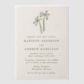 Moderne handgetekende palmbomen crème bruiloft vellum uitnodigingen (Voorkant)