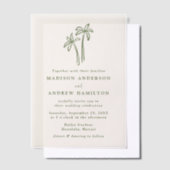 Moderne handgetekende palmbomen crème bruiloft vellum uitnodigingen (Offset)